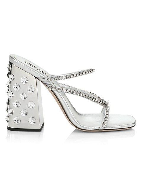 Silver Crystal Block-Heel Sandals | Saks Fifth Avenue