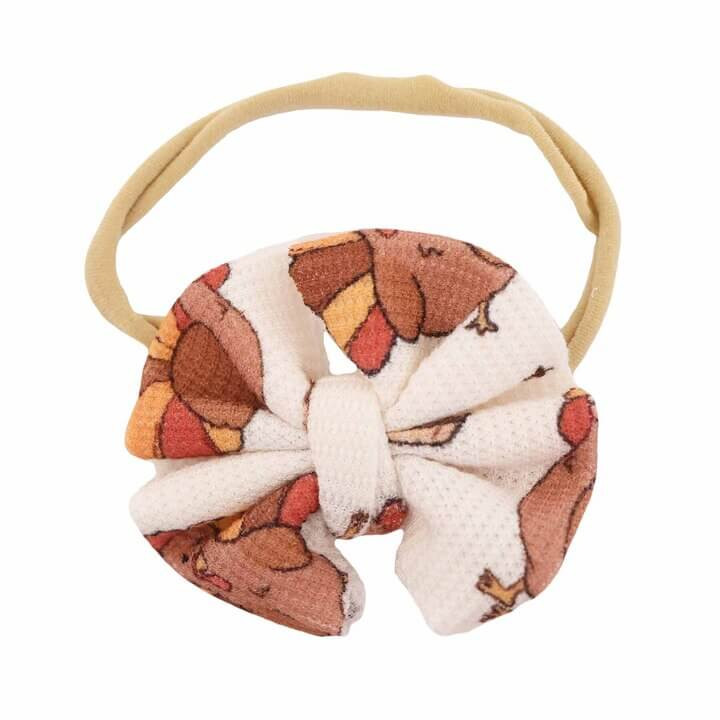 Turkey Treats Bamboo Waffle Knit Bow Headband | Caden Lane
