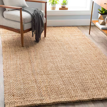 allen + roth Jute 8 X 10 (ft) Woven Jute Khaki Indoor Solid Area Rug | Lowe's
