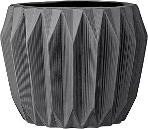 Bloomingville Round Fluted Ceramic Flower Pot, 8 Inch x 6 Inch, Dark Grey | Amazon (US)