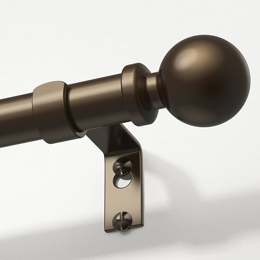 Bronze Curtain Rod, 1 Inch Adjustable Heavy Duty Curtain Rods for Windows 48 to 84 Inch, Decorati... | Amazon (US)