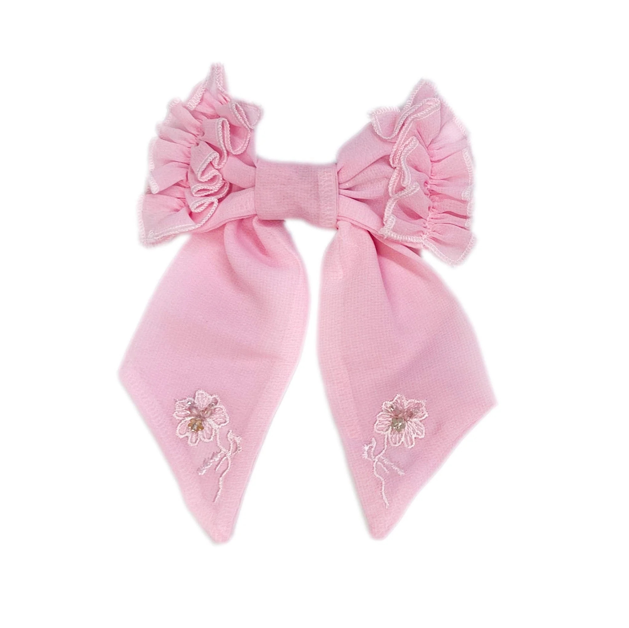 Eva Pink Ruffle Hair Bow | petite maison kids