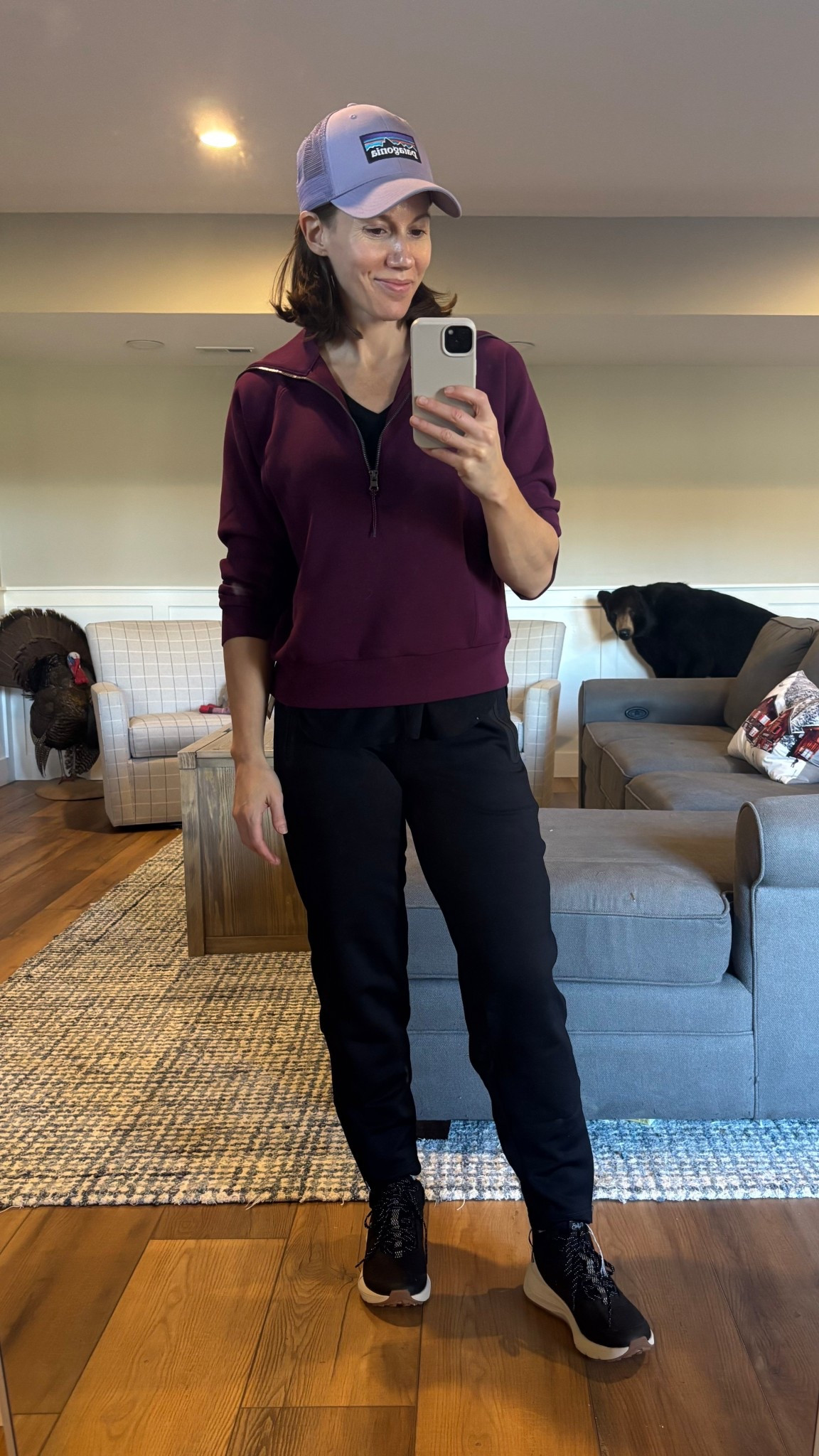 When your husband hunts the and bear constantly stares at you. 

Few new things came in today- these high rise barrel leg fleece lined pants are everything. Seriously so good! 
Wearing XS but could size up if wanted a little more room  

Ryka Waterproof sneaker books  with great arch support and perfect for running errands after a walk or short easy hike. 

#LTKActive #LTKStyleTip #LTKOver40