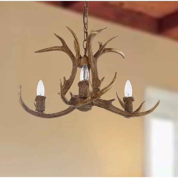 Safavieh Lighting Makani Adjustable 3-light Brown Antler Chandelier | Bed Bath & Beyond