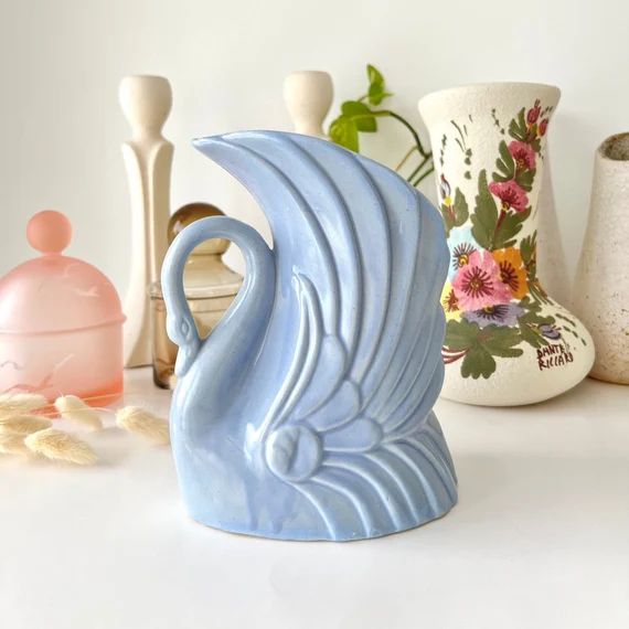 Vintage Niloak Pottery Vase  Vintage Swan Vase  Pale Blue - Etsy Canada | Etsy (CAD)