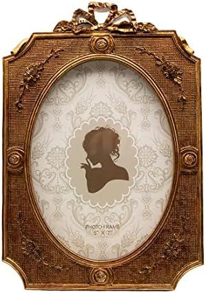 SIKOO Antique 5x7 Picture Frame Vintage Ornate Tabletop and Wall Hanging Photo Frame with High Defin | Amazon (US)