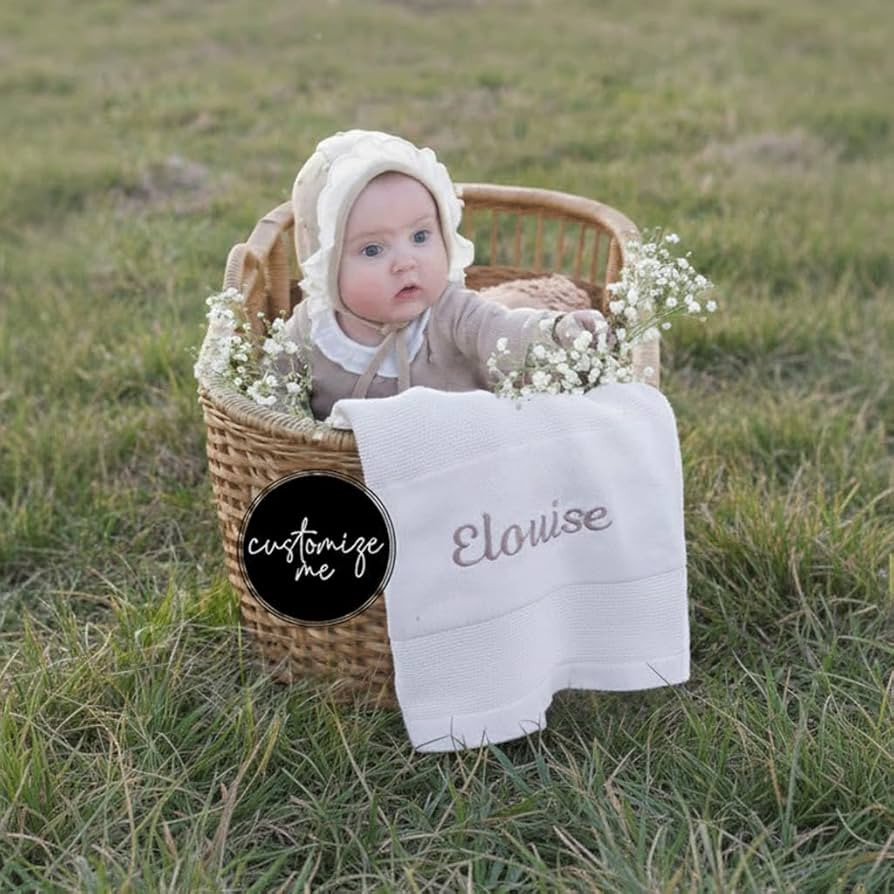 Personalized Baby Blanket - Embroidered Name, Made In the USA! 100% Organic Cotton, Knitted Baby ... | Amazon (US)