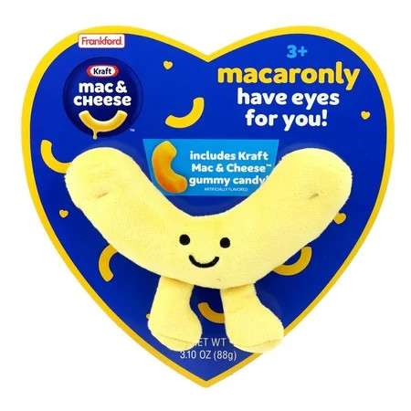 Frankford Kraft Mac & Cheese Fruit Flavor Gummy Candy Heart Box w/Plush Toy, 3.1oz | Walmart (US)