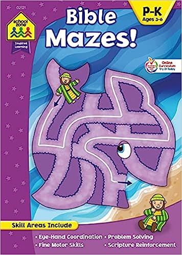 School Zone - Bible Mazes! Workbook - Ages 3 to 6, Preschool to Kindergarten, Christian Scripture... | Amazon (US)