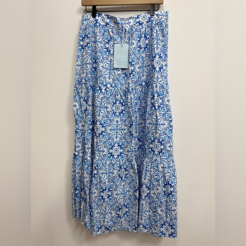 Hill house Camilla maxi skirt, blue mosaic women's skirt size XLarge. NWT | Poshmark