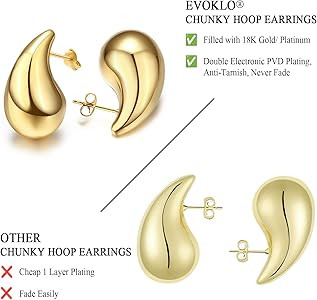 Teardrop Chunky Earrings for Women Trendy Hoop Earring Set Earring Dupes, Gold Earrings | Amazon (US)