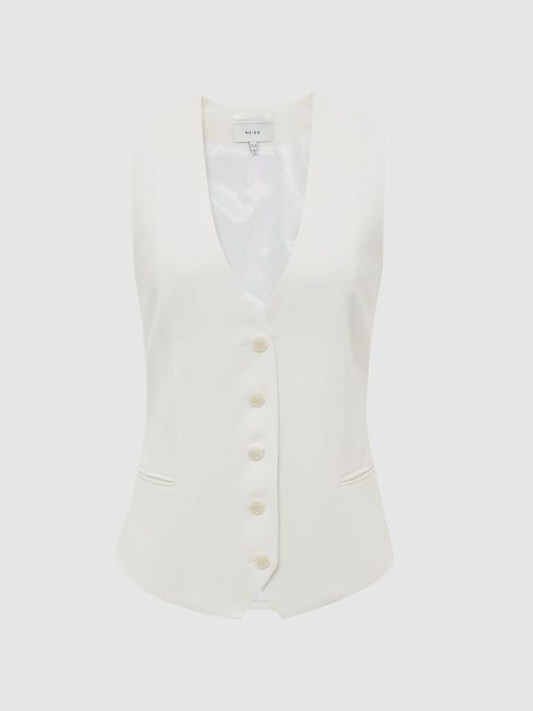 Reiss White Tatum Tailored Waistcoat | Reiss UK