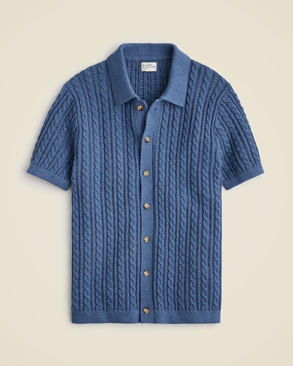 Short-sleeve cotton cable-knit polo cardigan sweater | J. Crew US