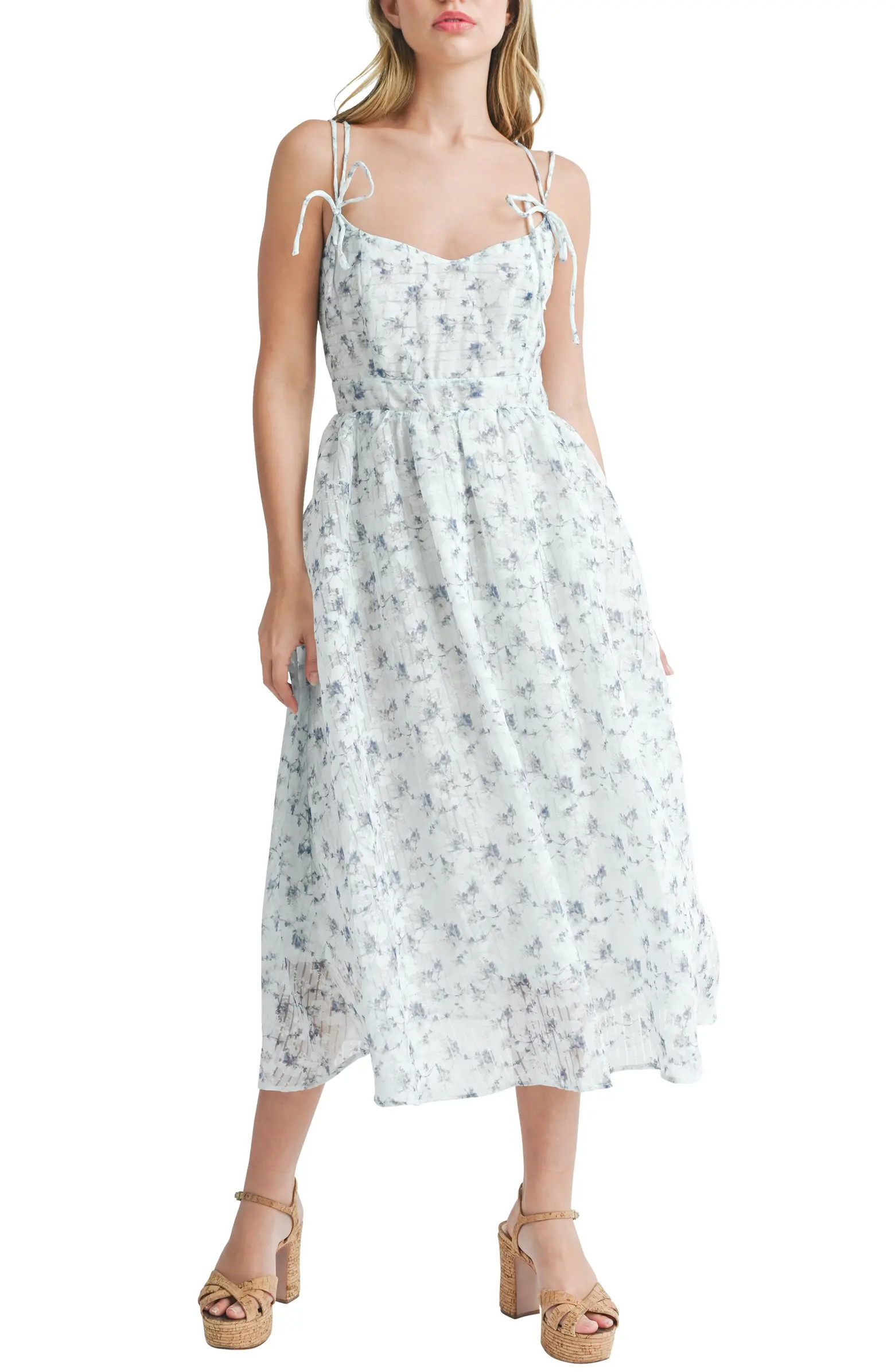 All in Favor Floral Cotton Blend Midi Sundress | Nordstrom | Nordstrom