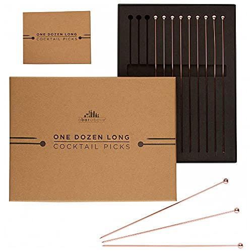 A Bar Above Copper Cocktail Picks – Metal Stir Sticks for Cocktails, Shrimp, Garnish & More – Metal Cocktail Toothpicks for Appetizers – Set of 12 Stylish Cocktail Sticks - 8” Cocktail Pick | Amazon (US)