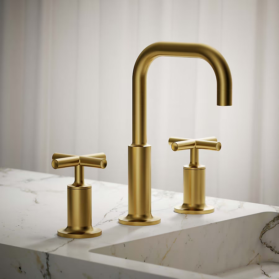 KOHLER Purist Vibrant Brushed Moderne Brass Widespread 2-Handle WaterSense Bathroom Sink Faucet w... | Lowe's