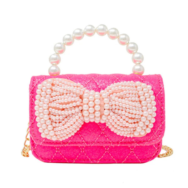 Pearl Handle Bow Bag - Hot Pink | JoJo Mommy