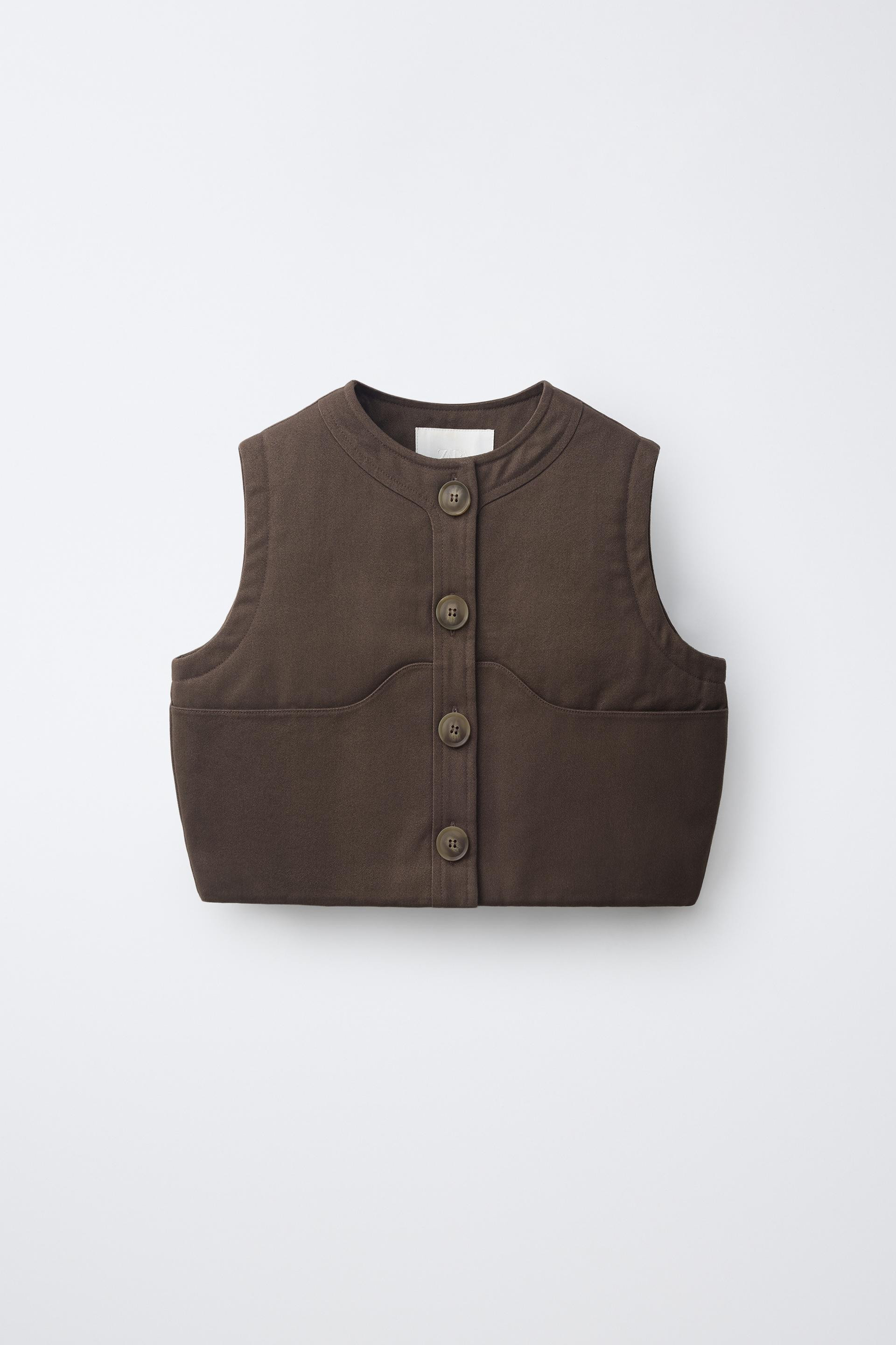 Zara - Oversized Quilted Vest - Brown - 2 Years (36,2 Inches) - Kids | Zara US