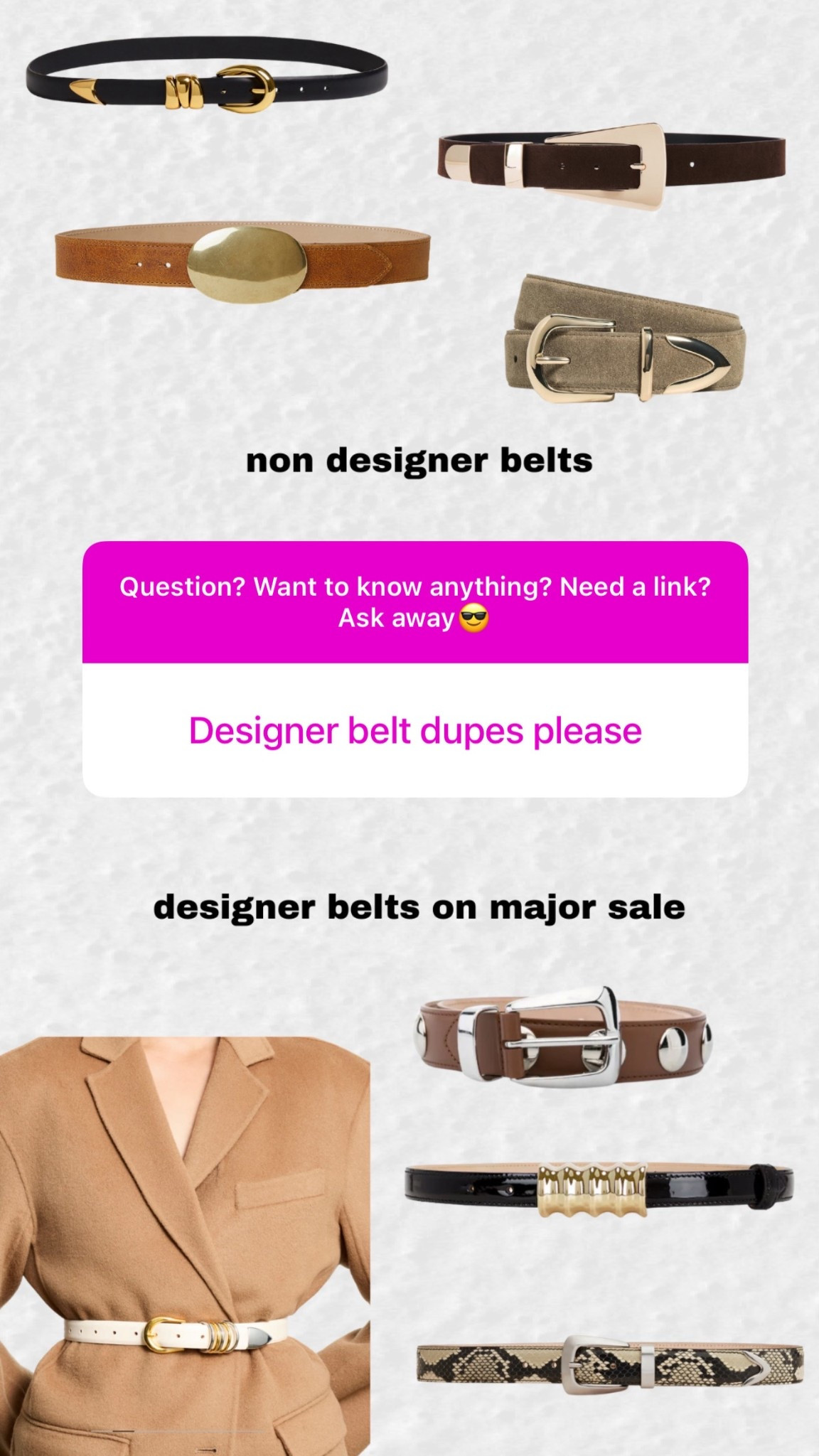 Non-designer belts that are giving designer vibes and then designer belts that are on major sale!

#LTKHoliday #LTKSaleAlert #LTKGiftGuide