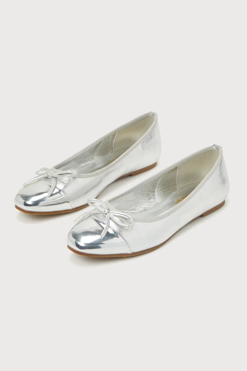 Marinna Silver Bow Ballet Flats | Lulus (US)