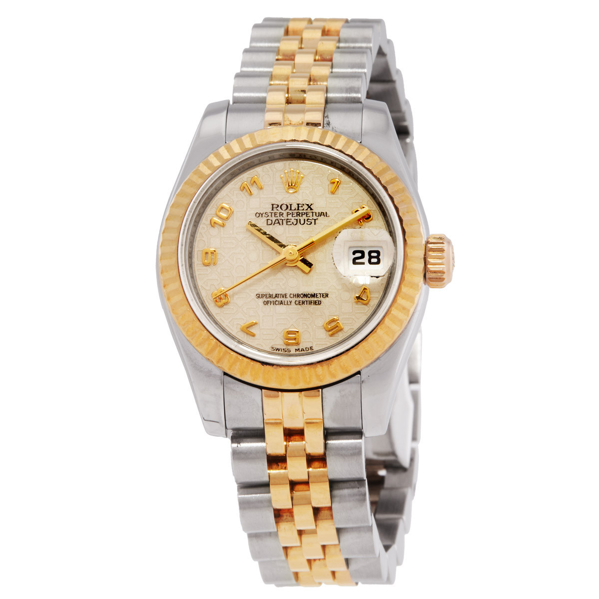 Pre-owned Pre-owned Rolex Lady Datejust 26 White Dial Stainless Steel and 18K Yellow Gold Jubilee Bracelet Automatic Watch 179173WRJ | Jomashop.com & JomaDeals.com