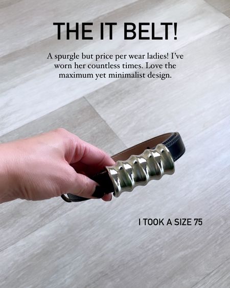 The IT belt ⚡️ A spurgle but price per wear ladies! I’ve worn her countless times. Love the maximum yet minimalist design. It keeps selling out! I found a few in stock for you. I took a size 75. I also linked a similar version for you for less. 

Khaite Julius belt, designer belt, belt, accessory, The Stylizt 



#LTKstyletip #LTKworkwear #LTKGiftGuide