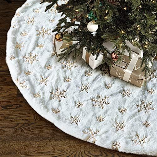 Christmas Tree Skirt - 48 inches Large White Luxury Faux Fur Tree Skirt Christmas Decorations Hol... | Amazon (US)