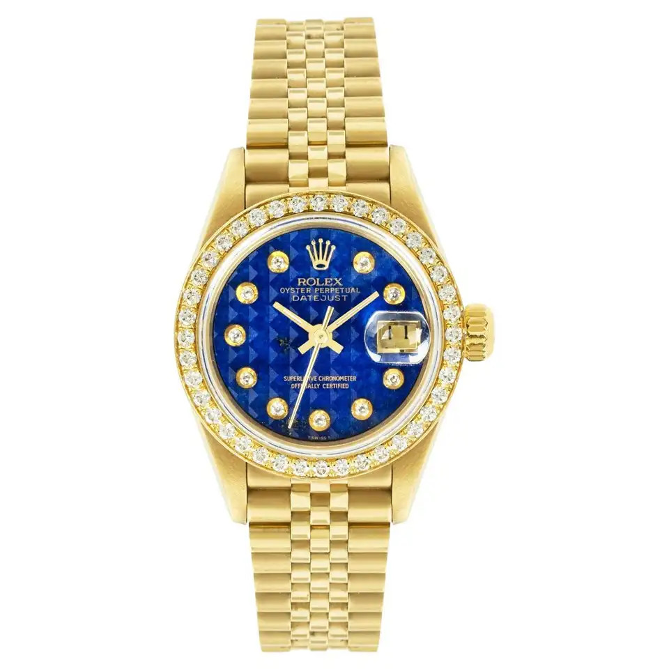 Rolex Datejust Rare Lapis Pyramid Dial Diamond Set 69138 | 1stDibs