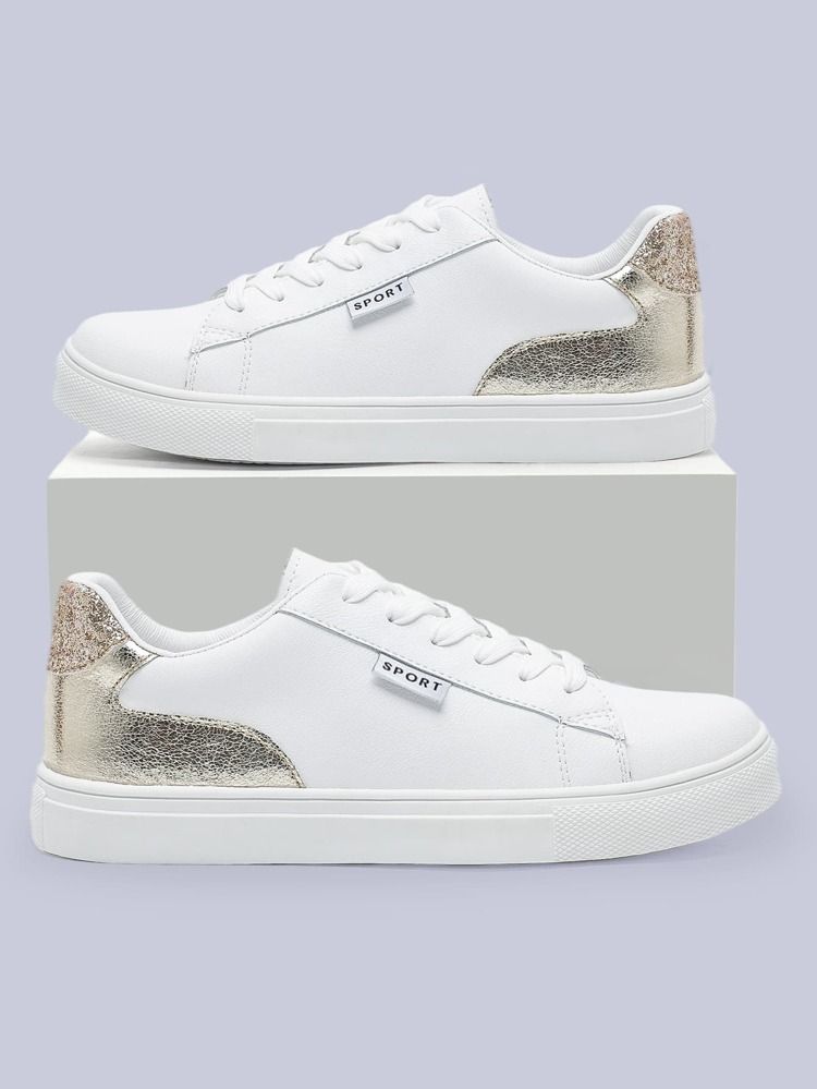 Metallic Panel Lace-up Front Skate Shoes | SHEIN