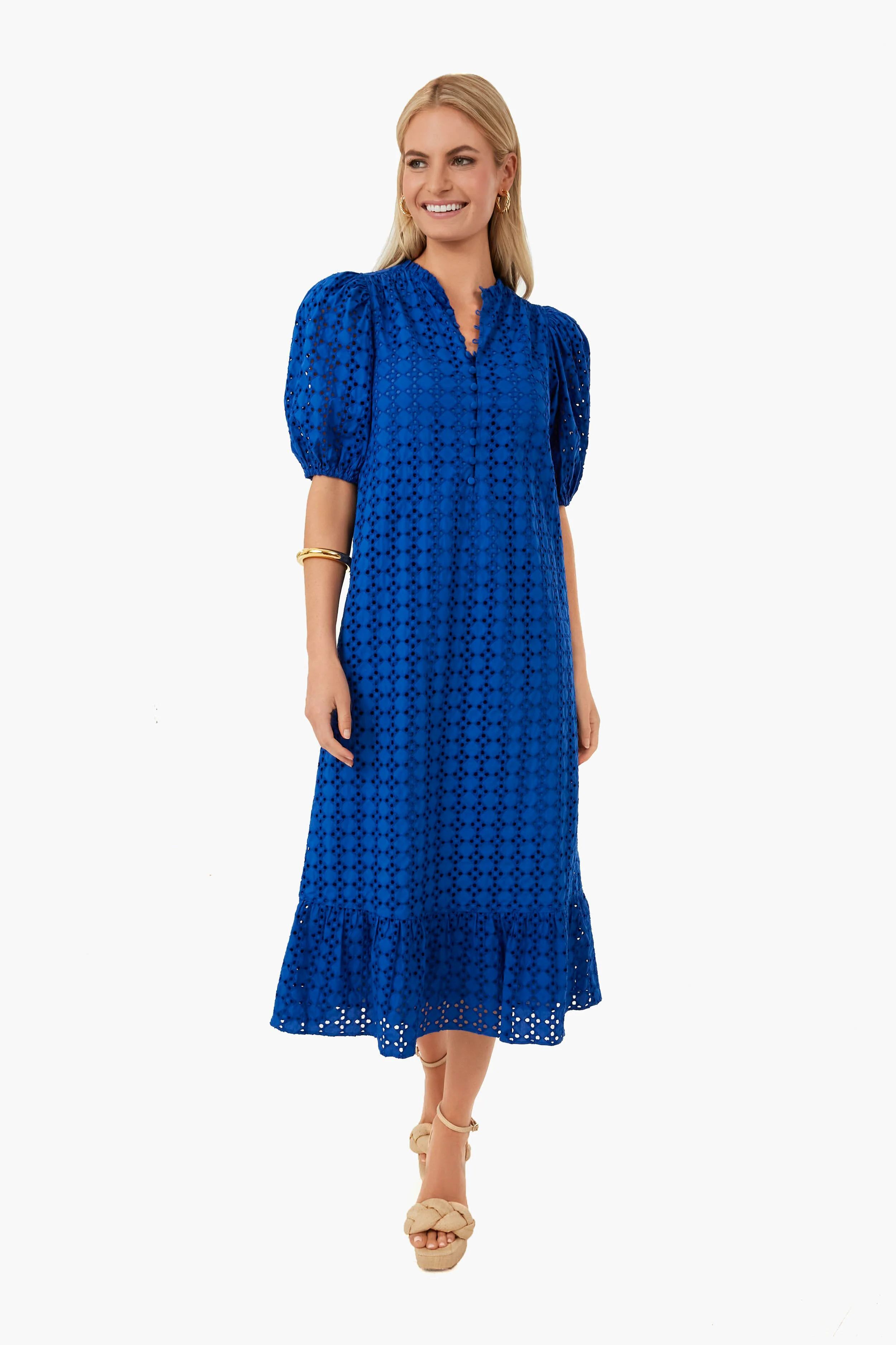 Royal Blue Eyelet Midi Tryall Dress | Tuckernuck (US)