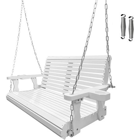 Wooden Porch Swing 2-Seater Bench Swing with Cupholders Hanging Chains and 7mm Springs Heavy Duty 80 | Walmart (US)