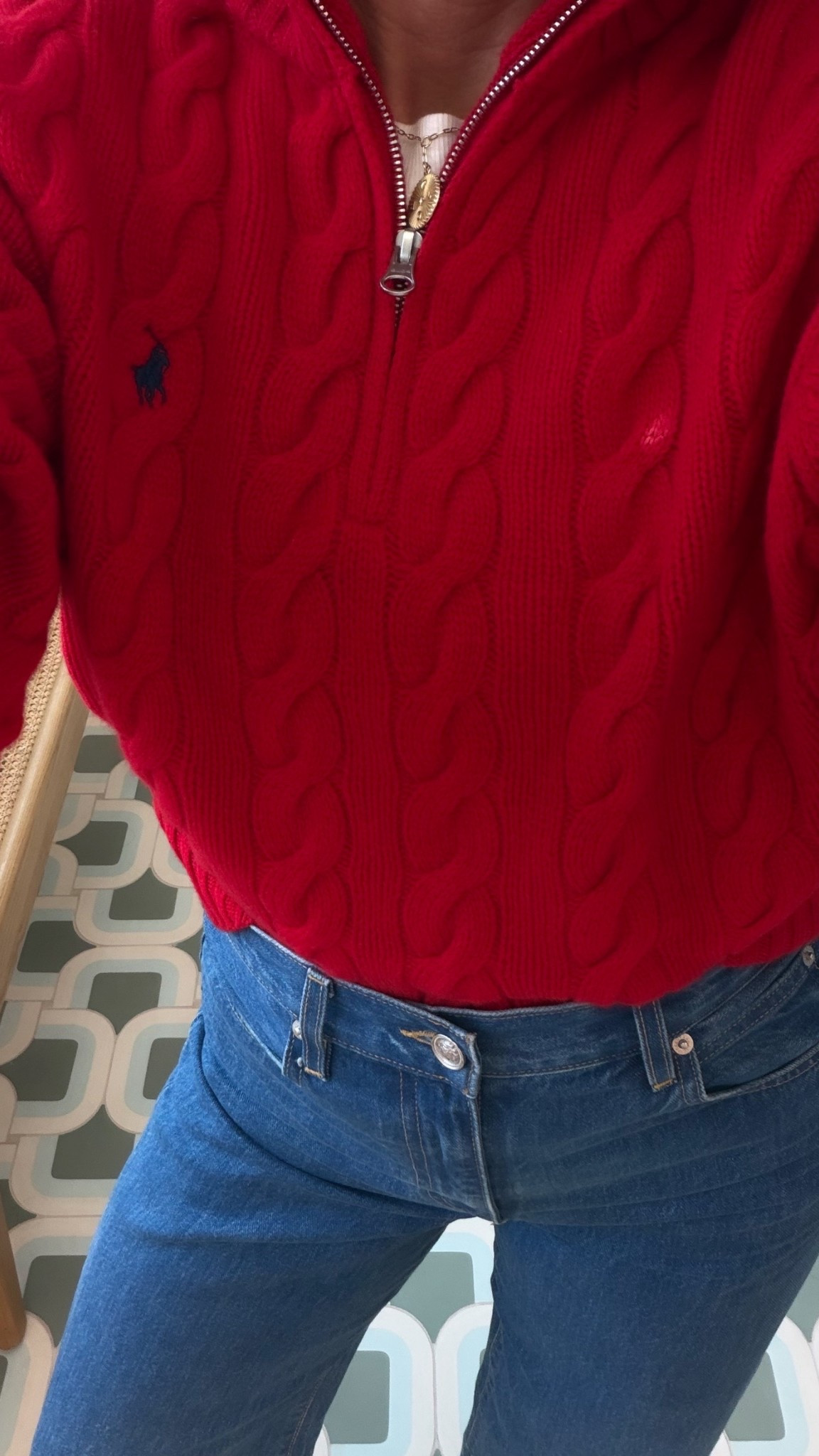 # o o t d ❤️👖Jeans fit TTS 
MED IN SWEATER