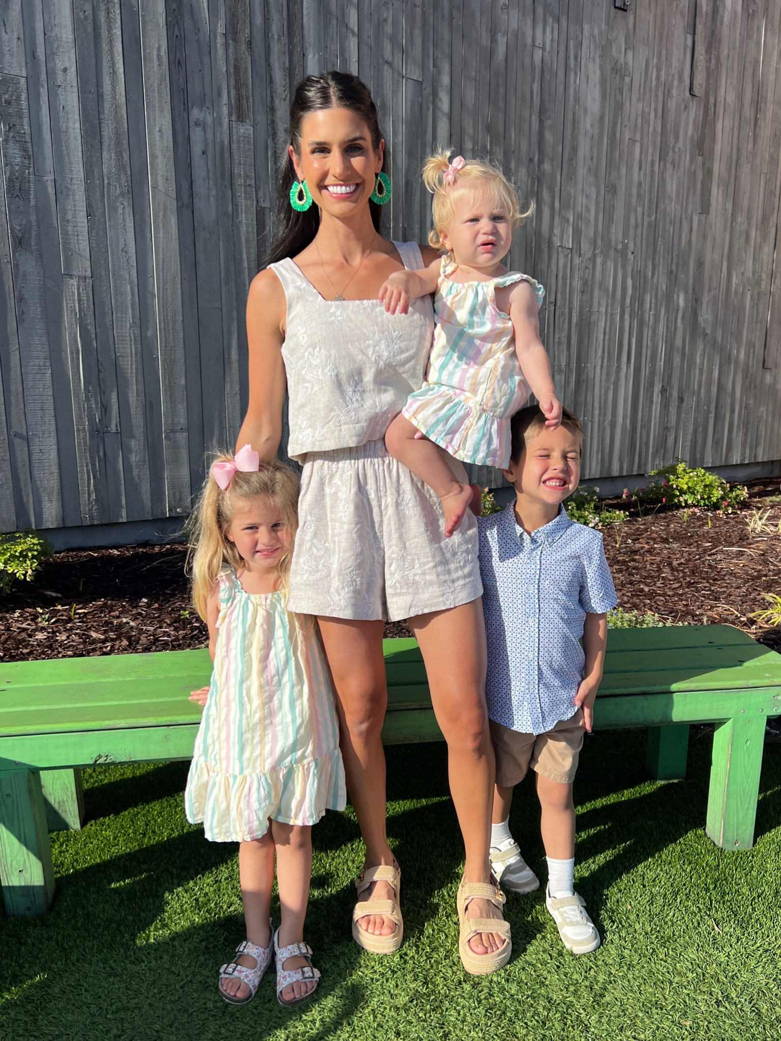 Matching set🥰 of earring a small- TTS
linen blend floral mom friendly outfit 

#LTKsalealert #LTKfamily #LTKfindsunder50