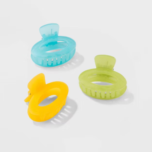Small Round Claw Hair Clip Set 3pc - Wild Fable™ Multicolor Brights | Target