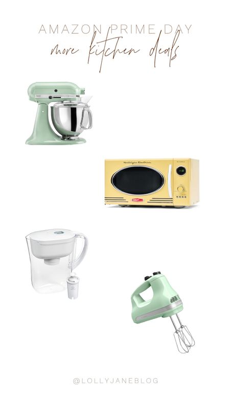 Amazon Prime day - more kitchen finds and deals! 🤍

If you don’t own a kitchen aid yet, now is the perfect time to snag one in a color of your choosing! I am absolutely loving this vintage style microwave as well! The yellow is such a fun pop of color! 💛👏🏼 
This hand mixer is also adorable. And the Brita filter pitcher is a necessity! 🫶🏻

#LTKxNSale #LTKSummerSales #LTKSaleAlert
