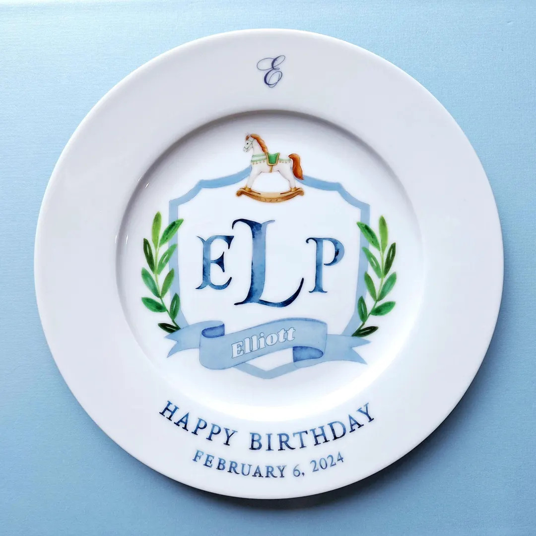 Birthday Plate for Boys Custom Ceramic Monogram Birthday Plate Personalized Birthday Plate for Fi... | Etsy (US)