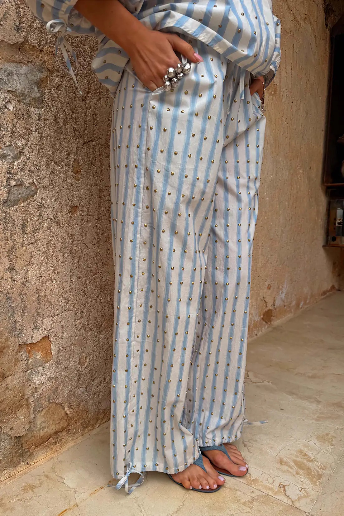 Blue Stripe Balloon Trouser | Never Fully Dressed US