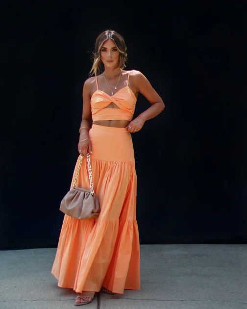 Lachey Tiered Maxi Skirt - Orange | VICI Collection