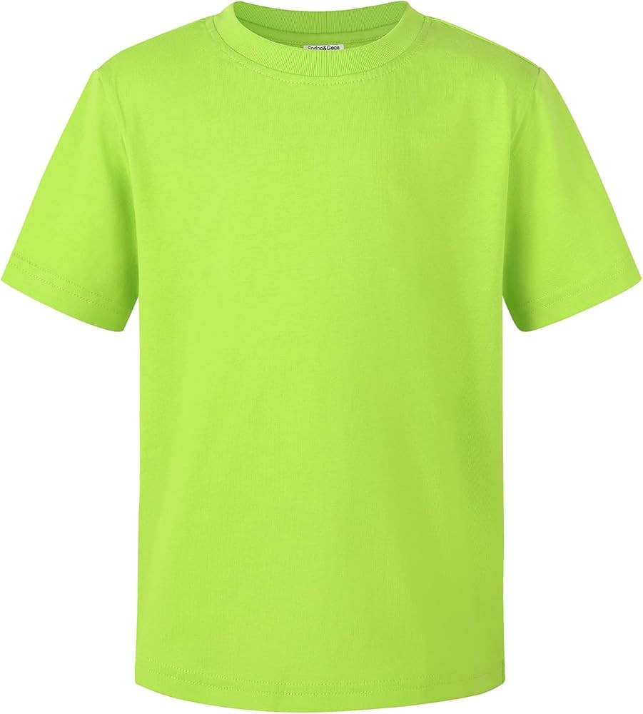 Spring&Gege Boys Heavyweight Soft Cotton Short Sleeve Crewneck T Shirts(5-14 Years) | Amazon (US)
