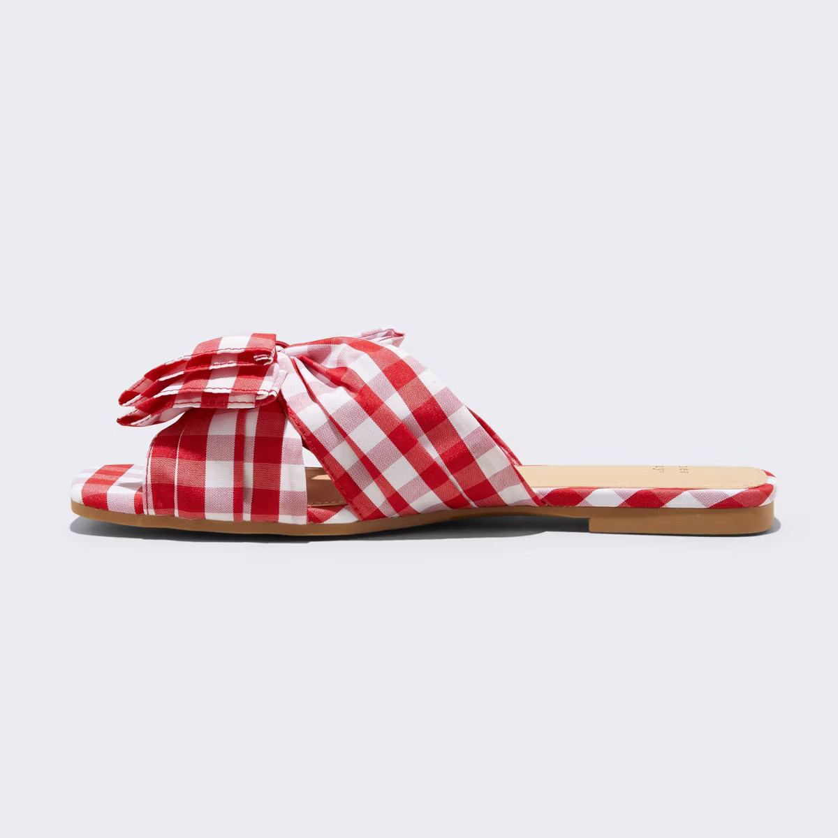 Women's Scarlet Gingham Bow Flat Sandals - A New Day™ Red | Target