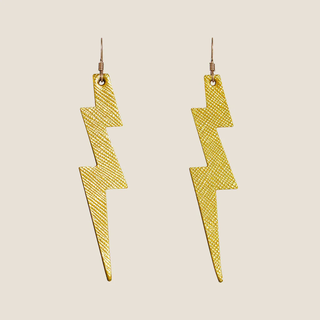 Gold Leaf Lightning Bolts | Nickel and Suede