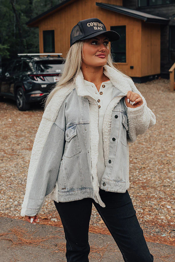 Bonfire Feels Sherpa Denim Jacket | Impressions Online Boutique