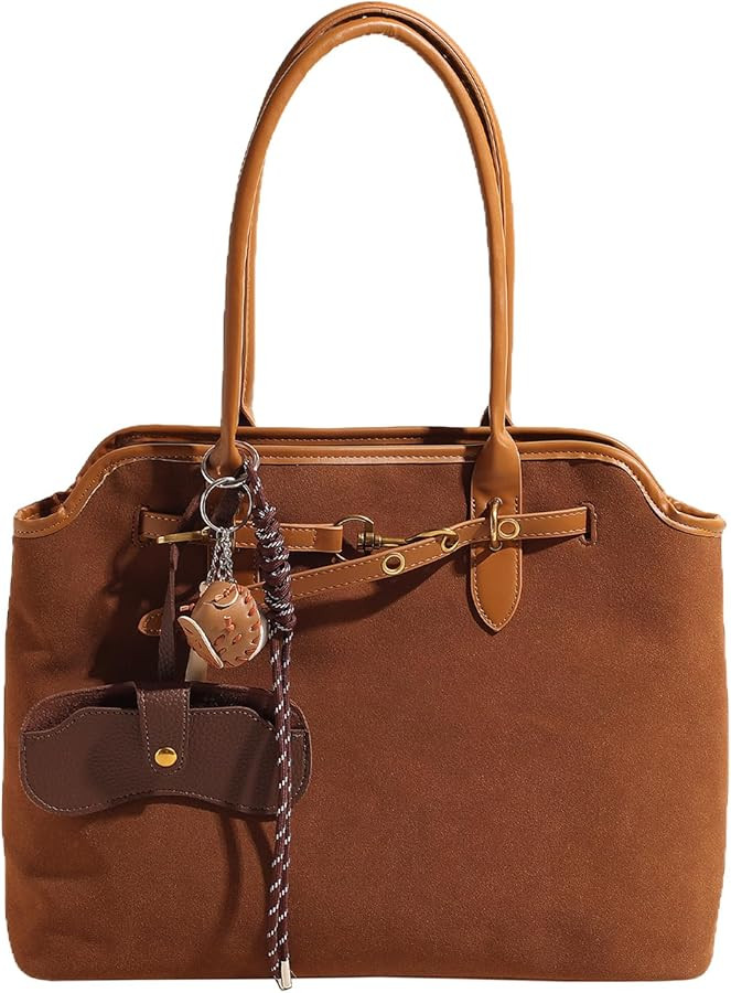 Eslcorri Suede Tote Bag for Women, Vintage Suede Purse Retro Top Handle Handbag Crossbody Shoulde... | Amazon (US)