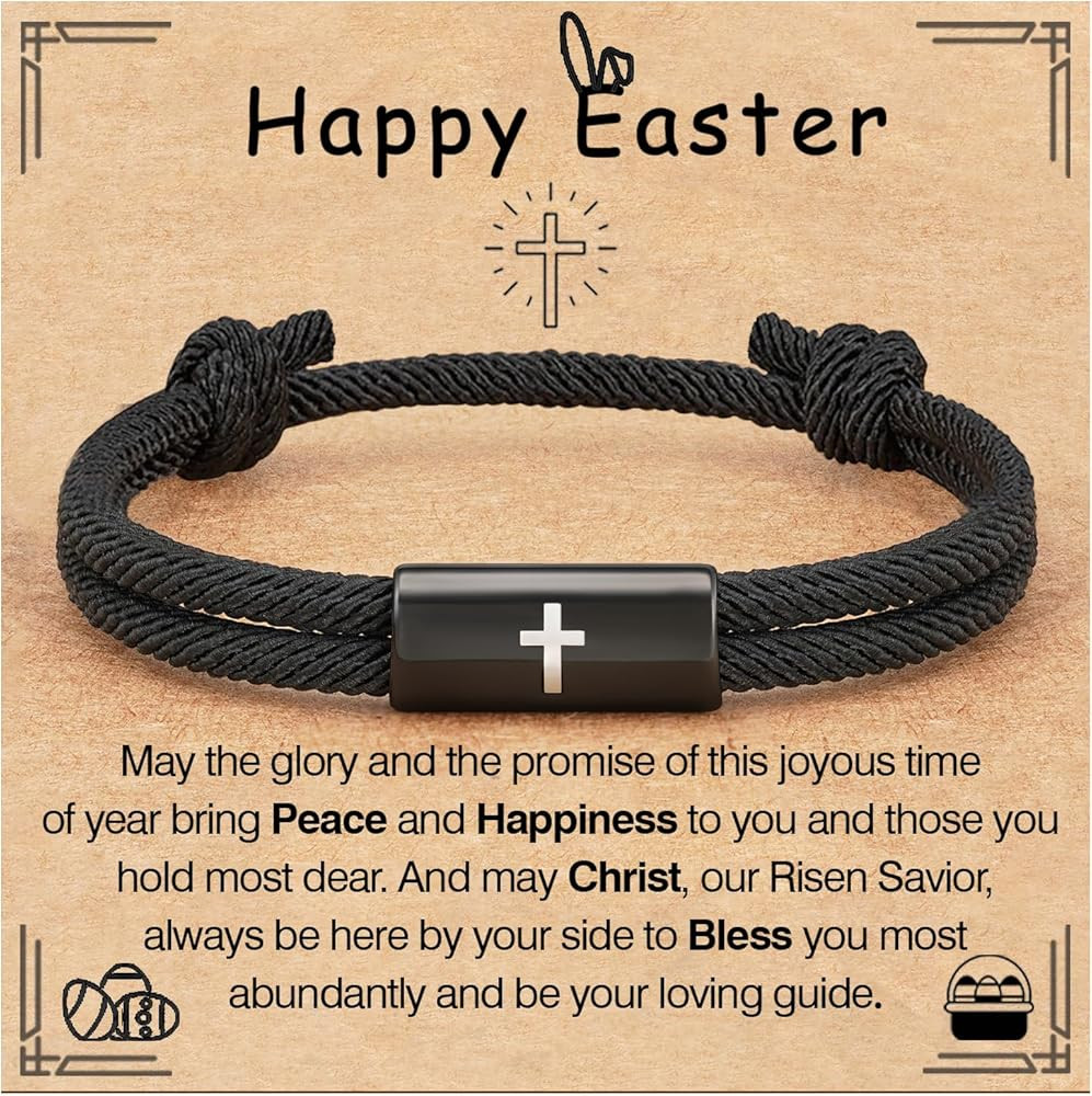 Easter Basket Stuffers Confirmation First Communion Baptism Gifts for Boys, Cross Bracelet for So... | Amazon (US)