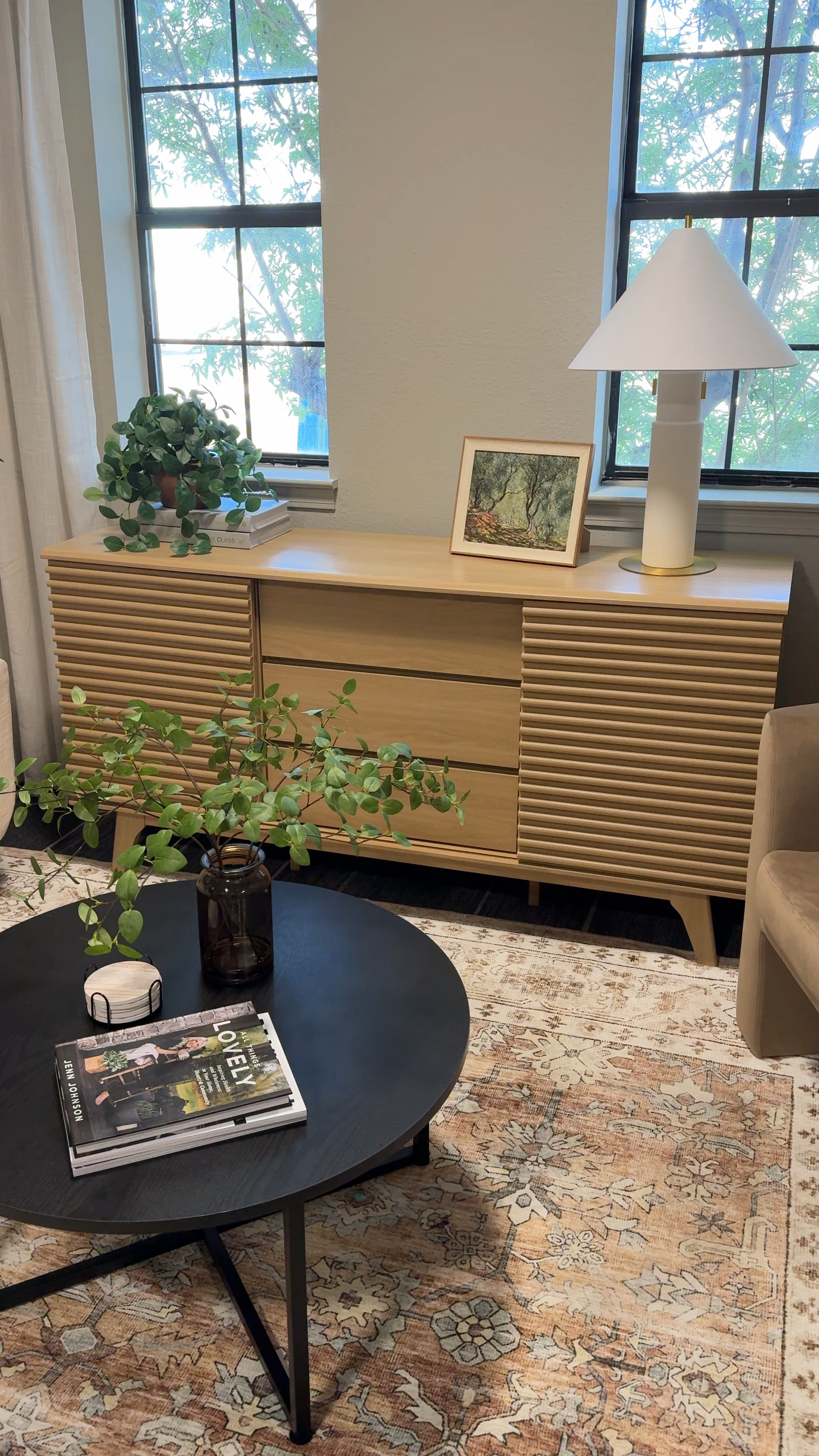 This sideboard/hutch/credenza from Amazon is the most commented on piece in my office. The quality is excellent - especially for the price. The two side panels are sliding doors with three drawers in the center making it functional and a great option for smaller spaces  

#LTKStyleTip #LTKVideo #LTKHome