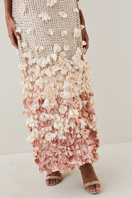 Crystal Applique Deep V Woven Maxi Dress | Karen Millen UK + IE + DE + NL