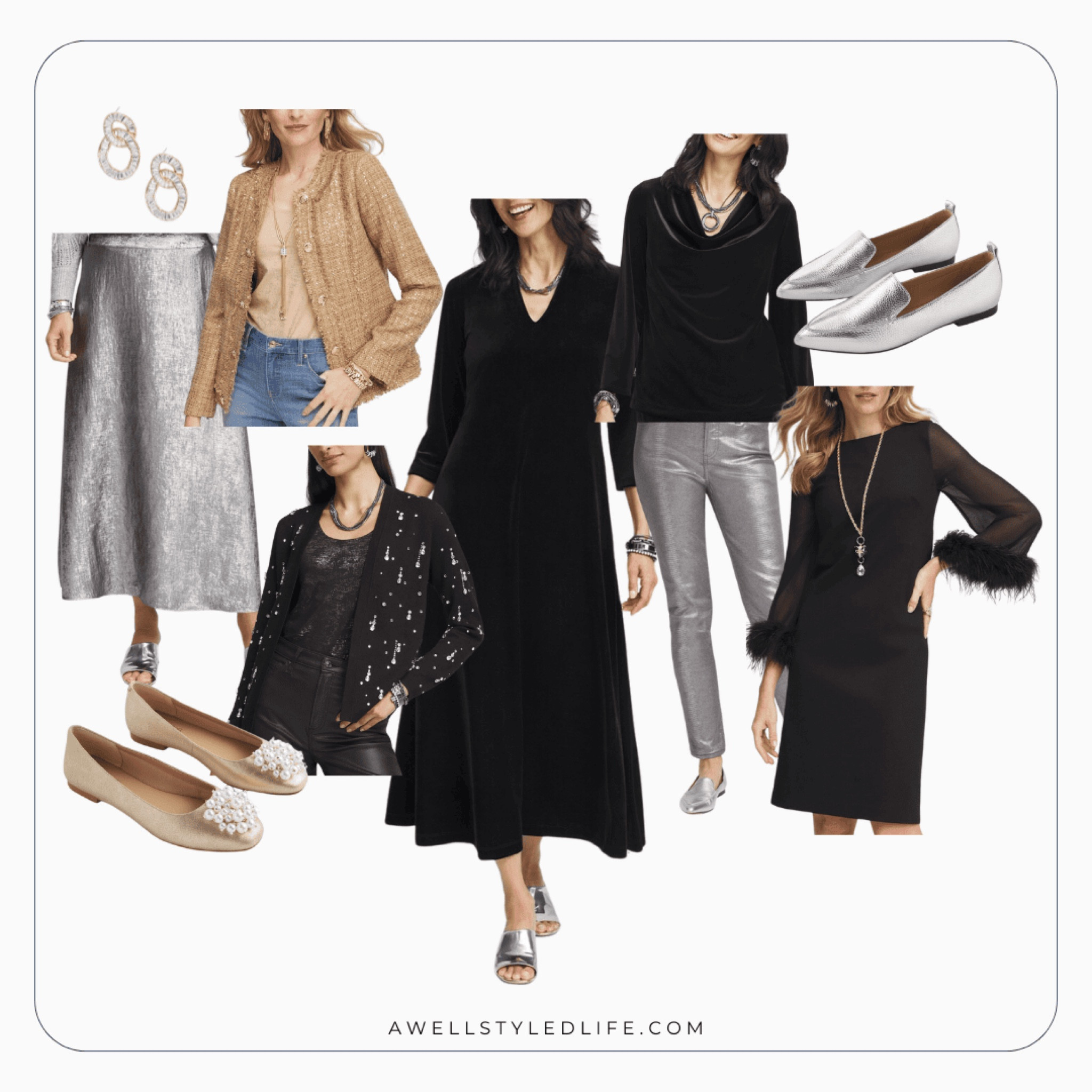 Holiday Outfit Inspiration

All items from Chico's

#Fashionover50 #LTKOver50Style #holidayfashion #holidayoutfit #holidaydressing #sparklyoutfit #holidayparty #holidaypartyoutfit #fauxleather #holidaysparkles

#LTKOver40 #LTKHoliday #LTKStyleTip