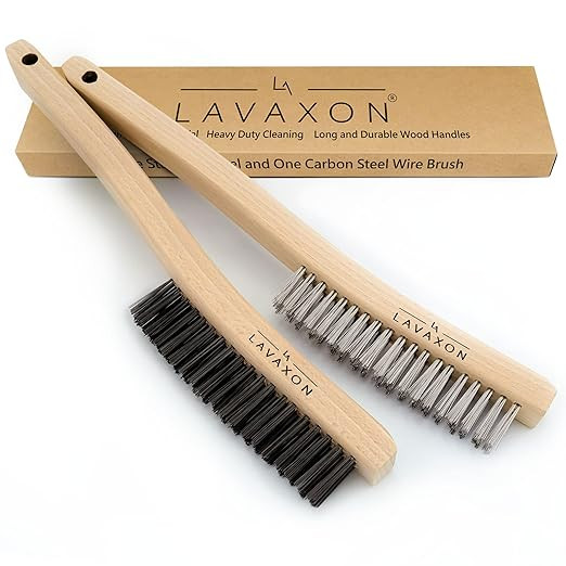 Wire Brush Set-Heavy Duty Stainless & Carbon Steel Bristles with Wood Handle Grip for Rust, Wield... | Amazon (US)