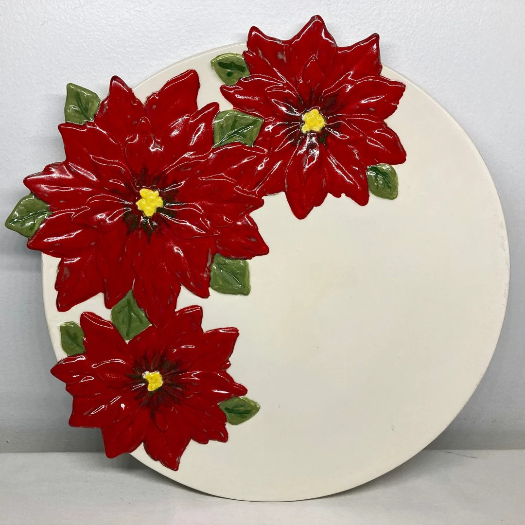 Rare Vintage Jamar Mallory Studio Christmas Poinsettia Platter - Etsy | Etsy (US)