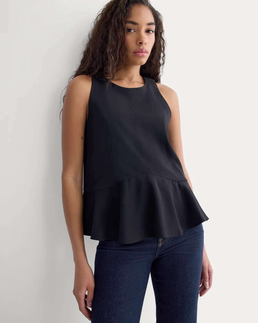 Sleeveless Peplum Top | Black | Everlane